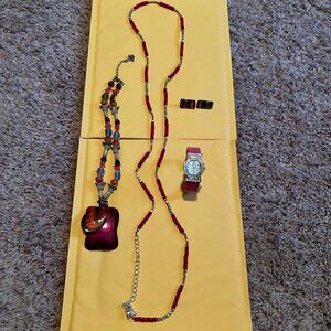 Pink jewelry set Geneva Watch